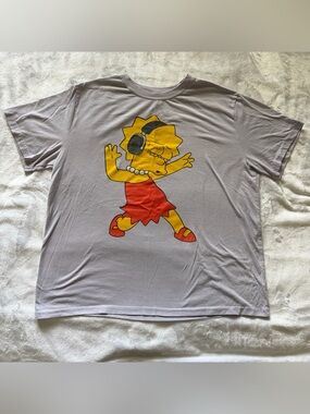 Womens / juniors Short Sleeve Grey Tee with Yellow Cartoon Graphic